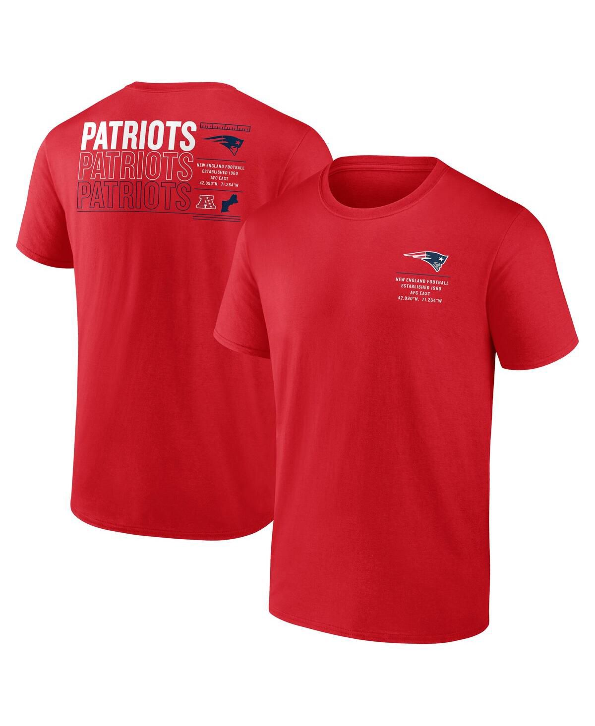 Мужская красная футболка New England Patriots с повторяющейся статистикой