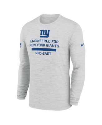 Men's Ash New York Giants Sideline Velocity Performance Long Sleeve T-Shirt