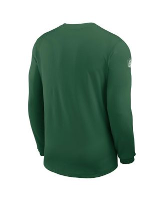 Men's Green New York Jets Sideline Coach UV Performance Long Sleeve T-Shirt