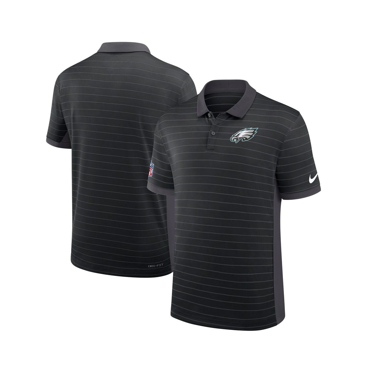 Мужское поло Nike Black Philadelphia Eagles Sideline Victory Stripe Performance Polo Shirt — фото 1