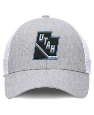 Men's Gray/White Utah Mammoth Utah Badge Trucker Adjustable Hat