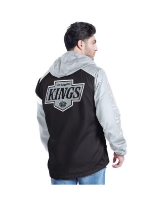 Men's Black/Silver Los Angeles Kings Lateral Half-Zip Hoodie Jacket