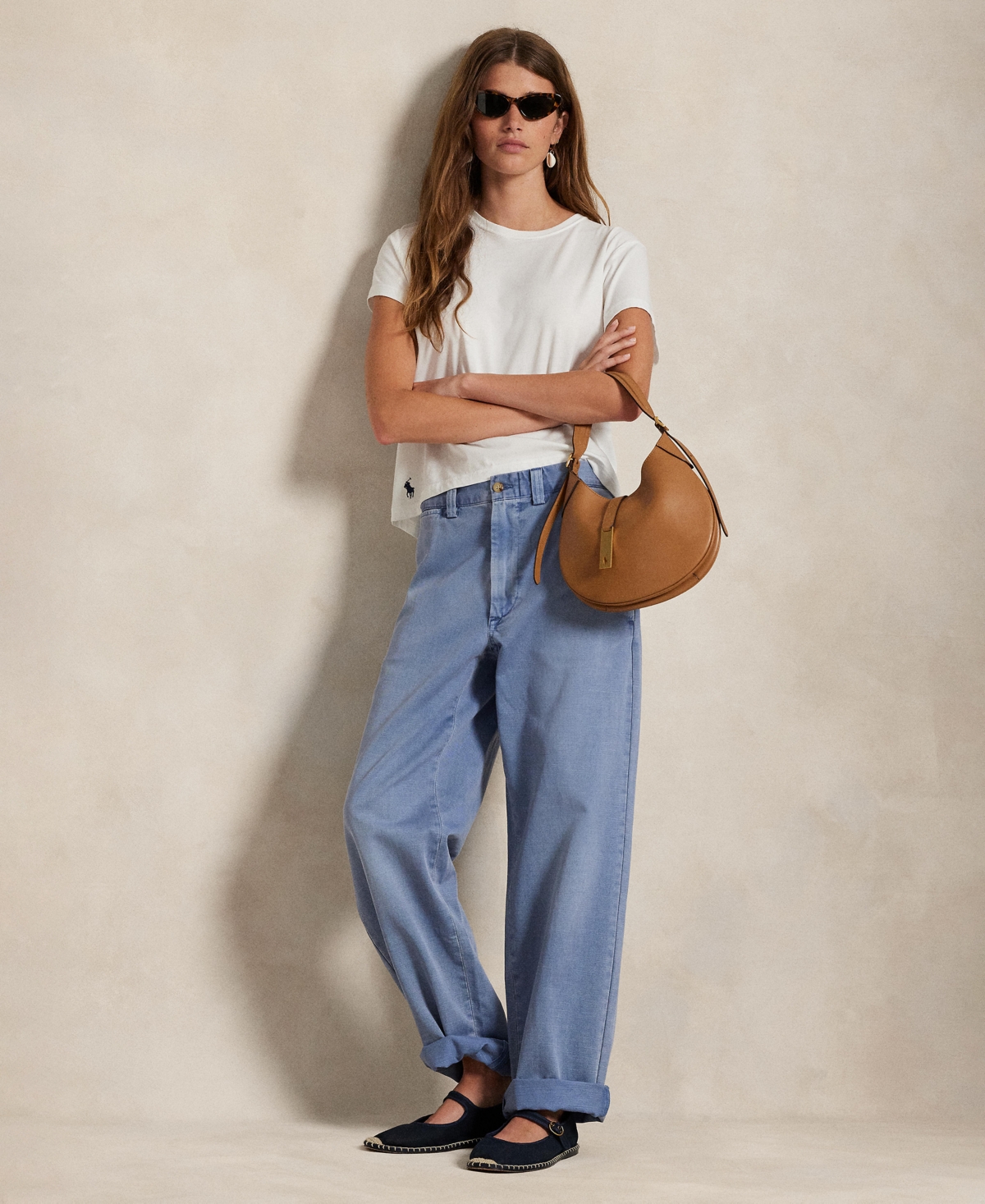 Women's Cotton Chino Straight-Leg Pants - Blue