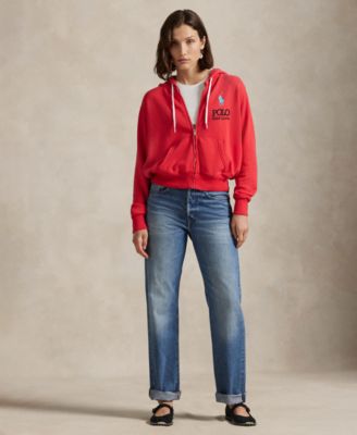 Women's Big Pony Lightweight Fleece Zip Hoodie Sweatshirt