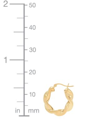 Polished Twisted Small Hoop Earrings in 14k Gold, 0.87"
