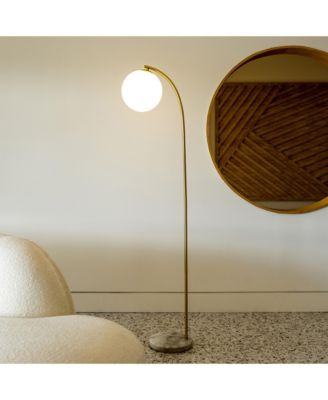 Luna Drop 75" LED Contemporary Floor Lamp with Marble Base Frosted Glass Globe