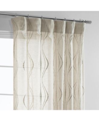 Embroidered Striped Patterned Faux Linen Sheer Curtain