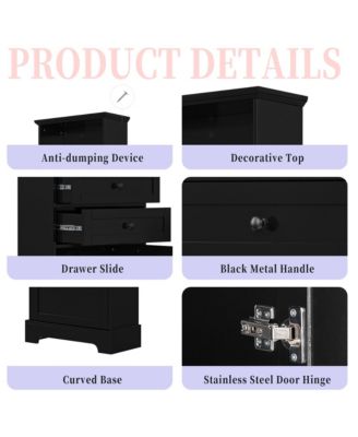 67.3"H Tall Cabinet with 3 Drawers, Adjustable Shelves, Home/Office Freestanding MDF Storage