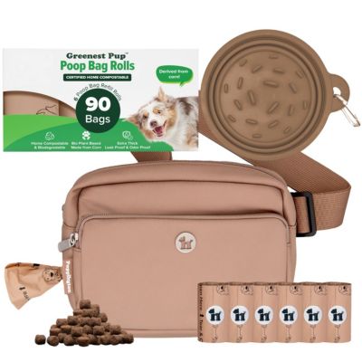 Walk Star Kit: 3-in-1 Dog Walk Bag & Bowl plus Matching 90 Refill Dog Poop Bags