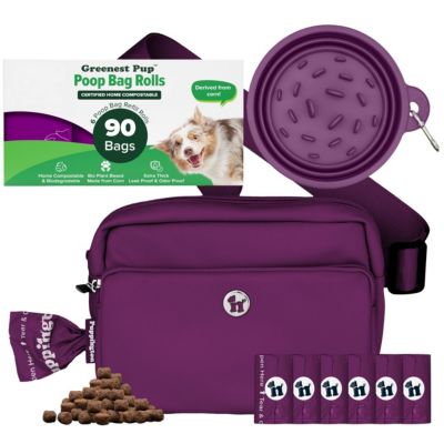 Walk Star Kit: 3-in-1 Dog Walk Bag & Bowl plus Matching 90 Refill Dog Poop Bags