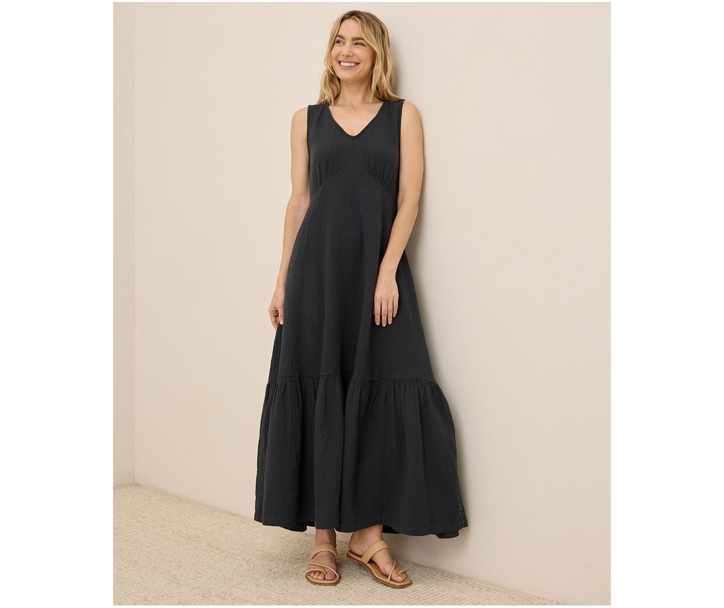 Женское платье Pact Organic Cotton Coastal Double Gauze Beach To Brunch, цвет: Чёрный — фото 1