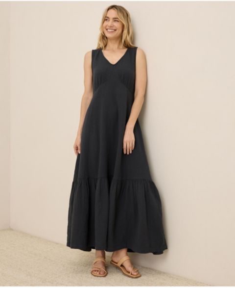 Женское платье Pact Organic Cotton Coastal Double Gauze Beach To Brunch, цвет: Чёрный