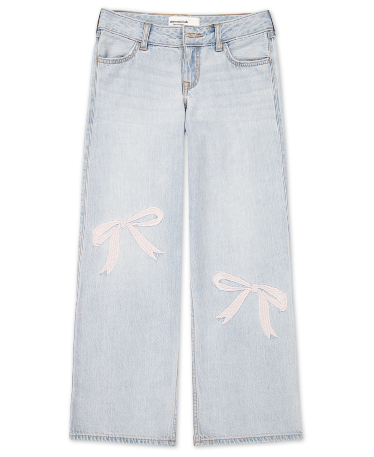 Abercrombie Girls Low-rise Embroidered Baggy Jeans In Blue