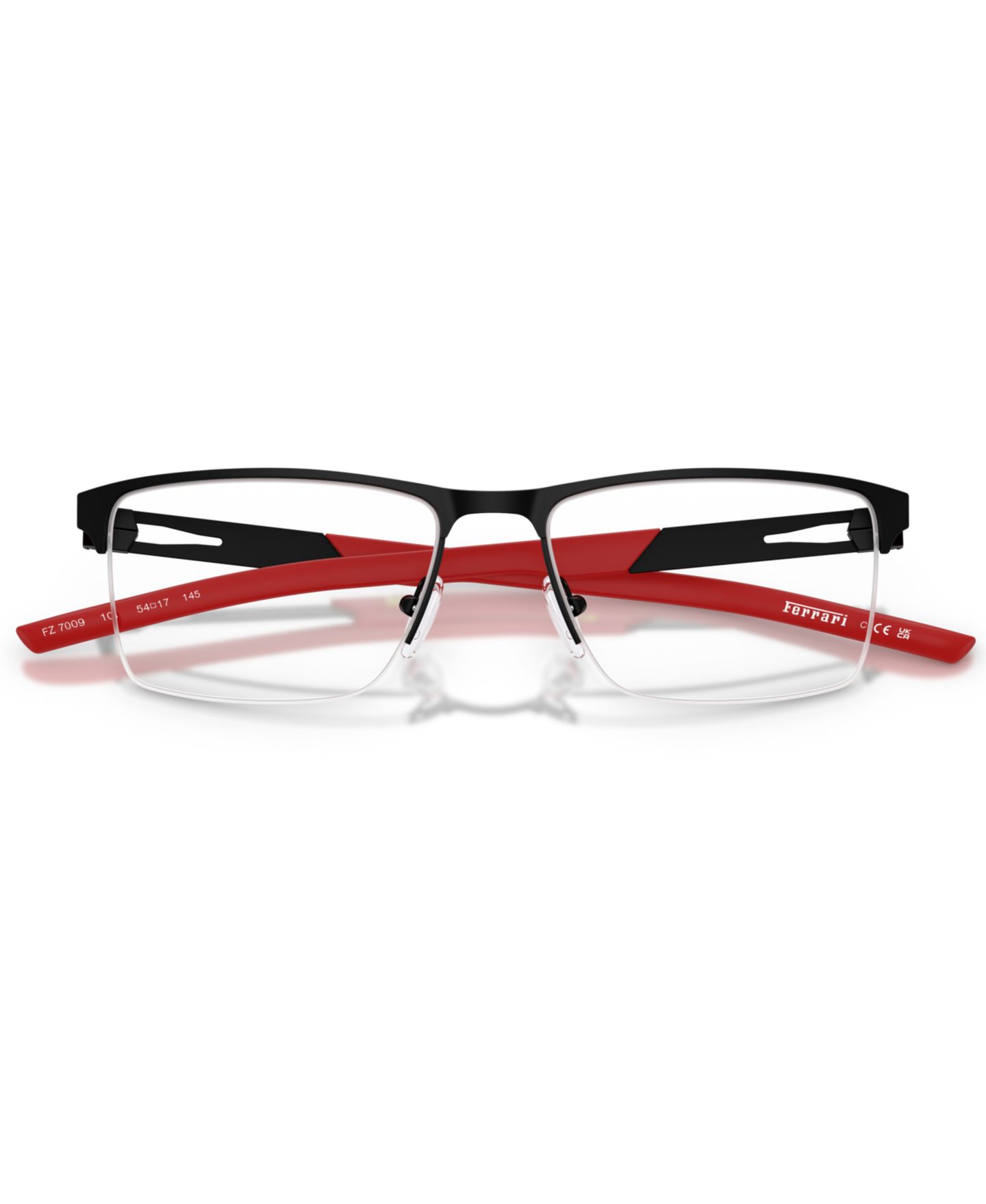 Мужские очки Scuderia Ferrari Man Rectangle Metal FZ7009 Eyeglasses, цвет: Матовый чёрный — фото 3