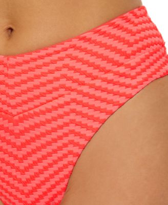 Becca Womens Connect Corset Lace Up Bikini Top High Waist Bottoms In Orange