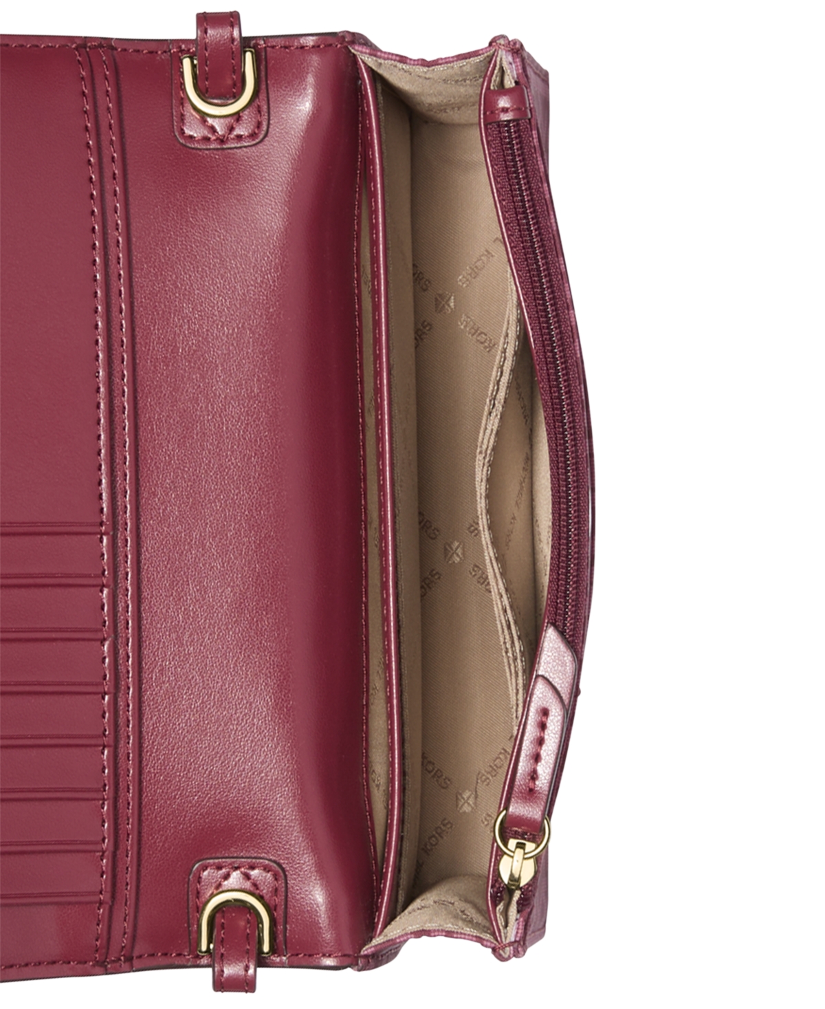 Michael Kors Michael  Jet Set Small Logo Nylon Crossbody In Burgundy