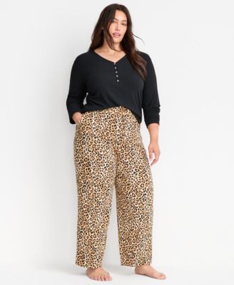 Women's Leopard Knit Pajama Pants, Macy's Exclusive 