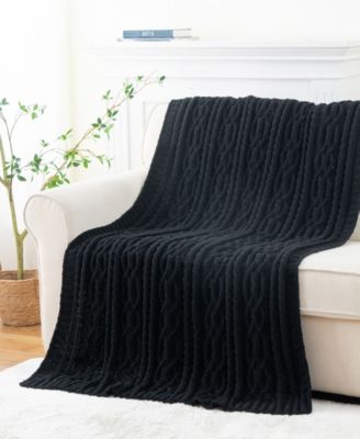 Lifestyle Cable Knit Chenille Throw, 51" x 67"