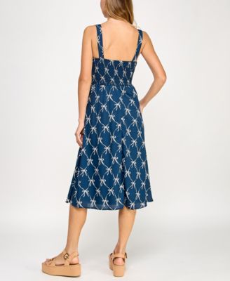 Juniors' Printed Sleeveless Midi Dress