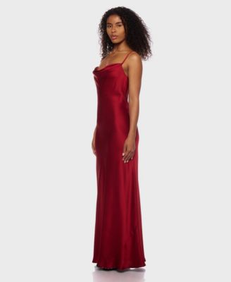 Juniors' Sleeveless Satin Maxi Dress
