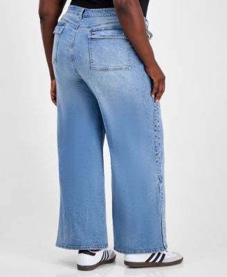 Trendy Plus Size Snap Track Jeans, Macy's Exclusive