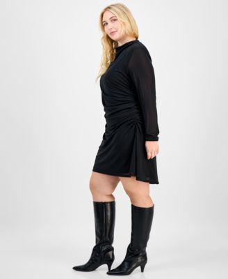Trendy Plus Long-Sleeve Mesh Mini Dress, Macy's Exclusive