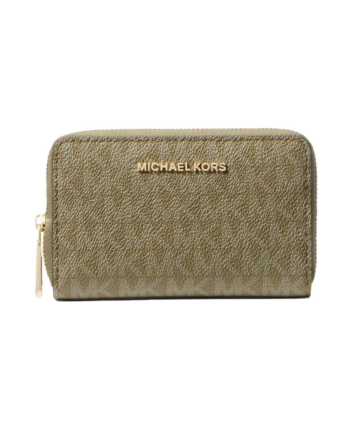 Michael Kors Michael  Logo Jet Set Zip-around Card Case In Green