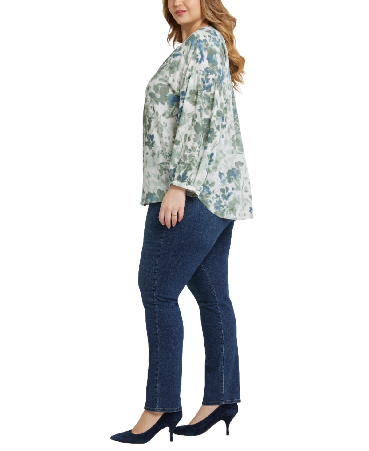 Nydj Plus Size Paulina Peasant Blouse In Blue