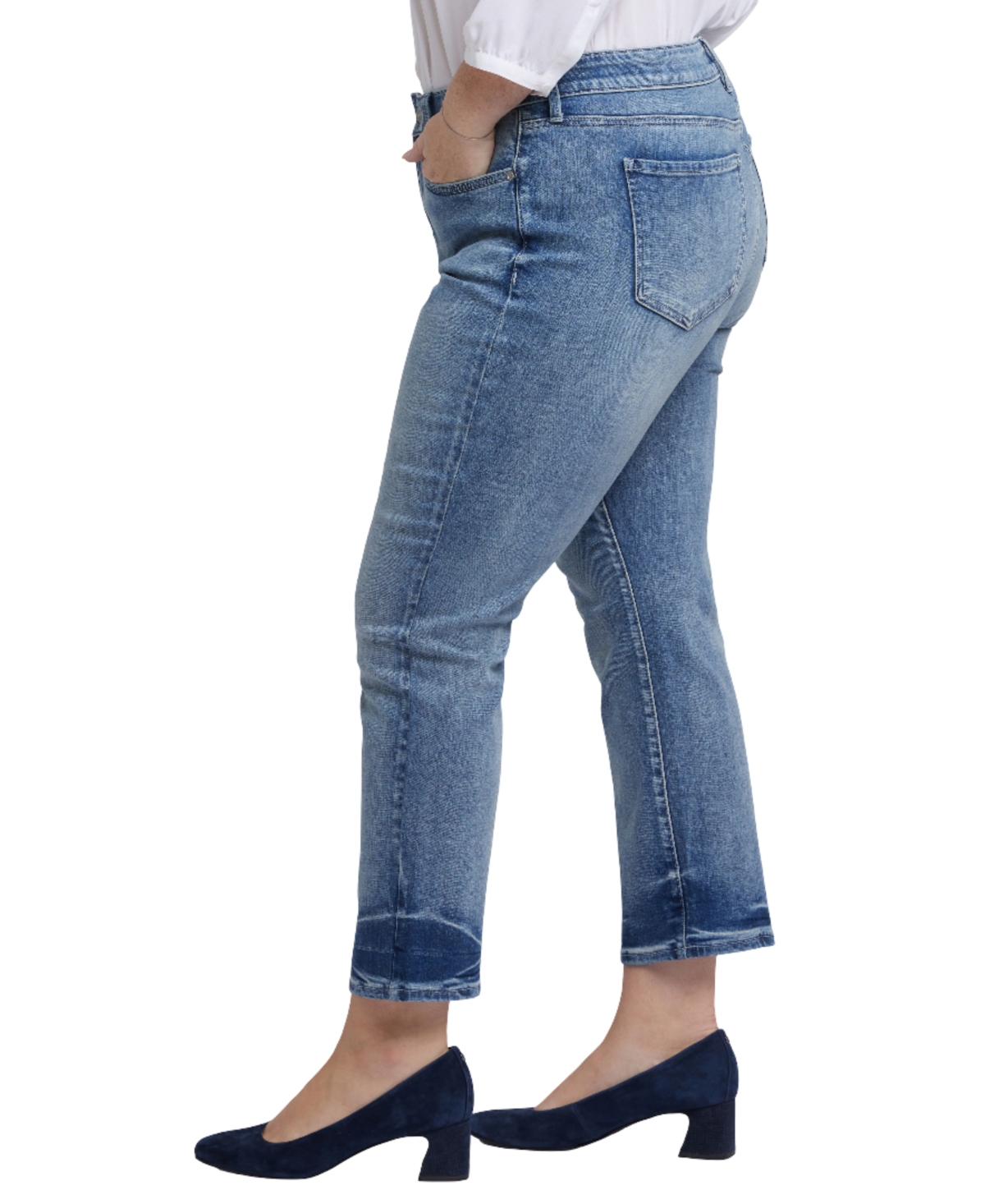 Nydj Plus Size Marilyn Ankle Straight Pull On Jeans In Blue