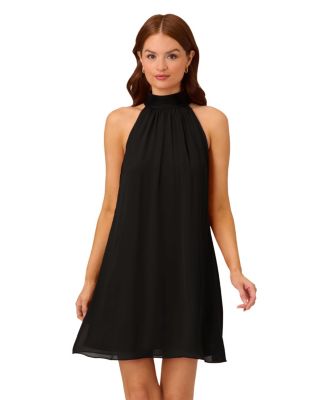 Women's Chiffon Mock-Neck Sleeveless Shift Dress