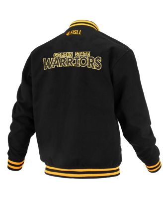 Men's and Women's Black Golden State Warriors Logoman Shadow Collection Full-Snap Varsity Jacket