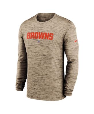 Men's Brown Cleveland Browns Sideline Team Velocity Performance Long Sleeve T-Shirt