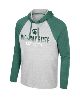 Men's Heather Gray Michigan State Spartans Hasta La Vista Raglan Hoodie Long Sleeve T-Shirt