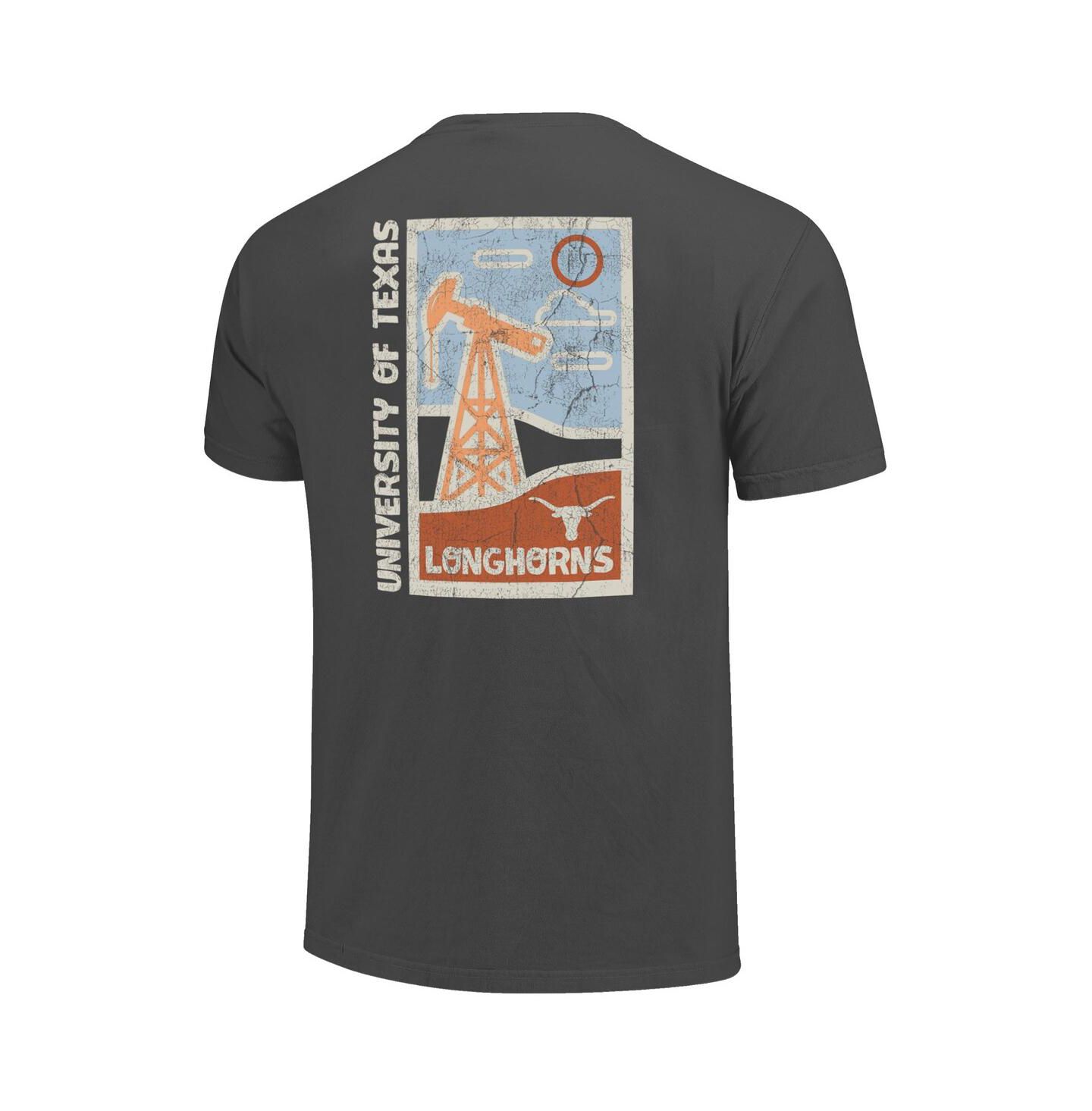 Мужская футболка Image One Graphite Texas Longhorns Comfort Colors Distressed Graphics Minimal Vista — фото 2