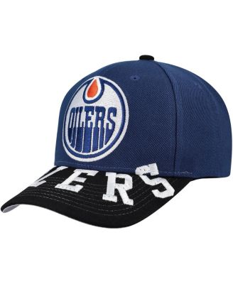 Mitchell & Ness - Men's Navy/Black Edmonton Oilers Underarch Two-Tone Pro Crown Snapback Hat