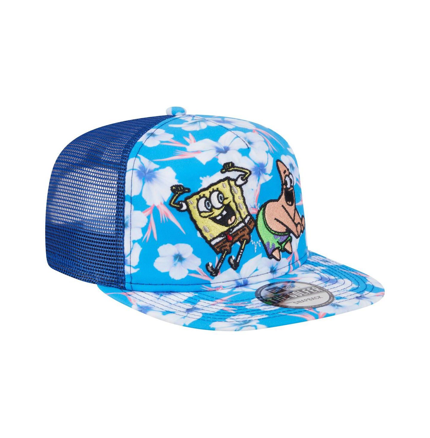 Мужская кепка New Era Blue SpongeBob SquarePants Floral Golfer Snapback Hat — фото 2