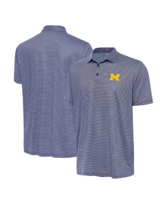 Antigua - Men's White/Navy Michigan Wolverines Rings Polo Shirt