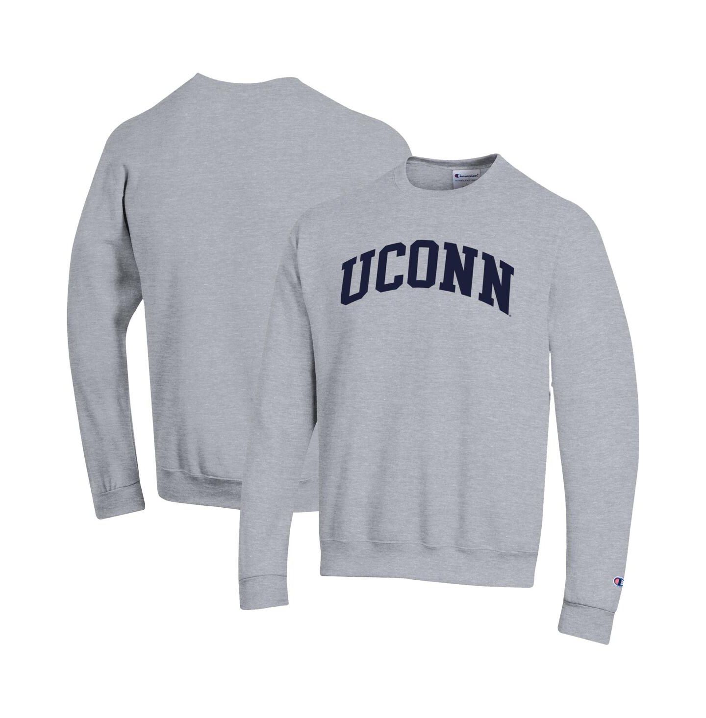 Мужская толстовка Champion Navy UConn Huskies Basic Arch Fleece Pullover, цвет: Меланжевый серый — фото 1