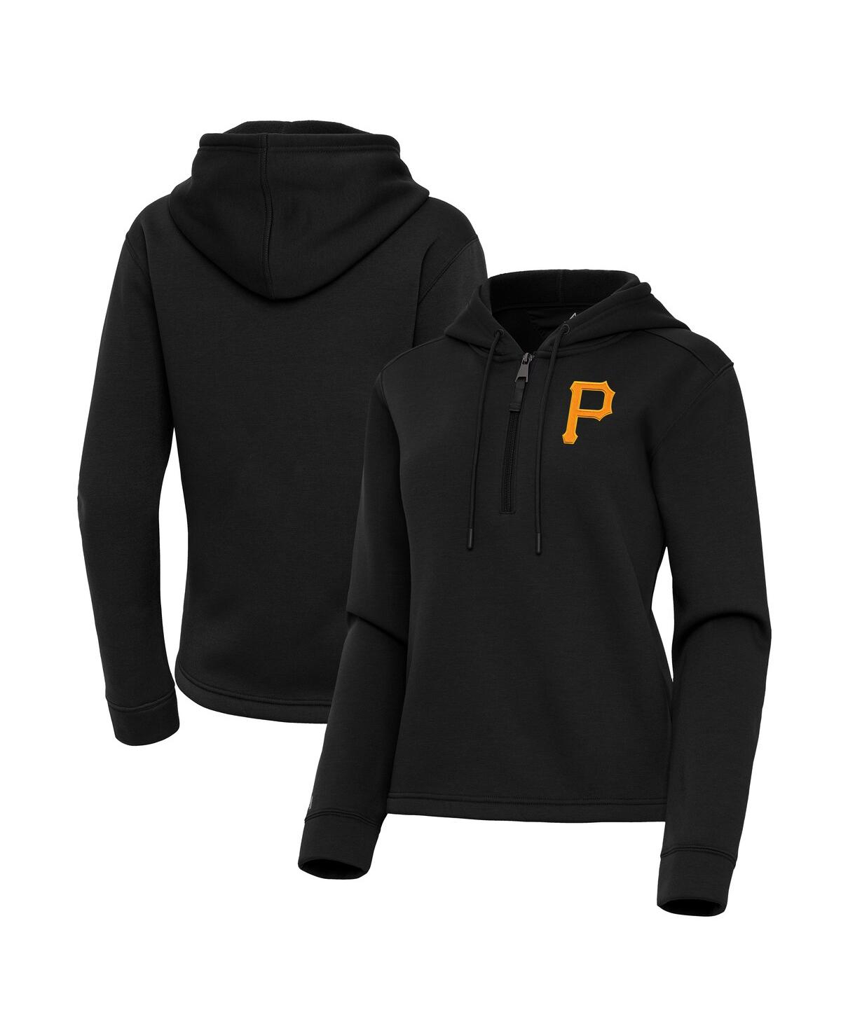 Women's Black Pittsburgh Pirates Contemporary Quarter-Zip Hoodie Sweatshirt - Black