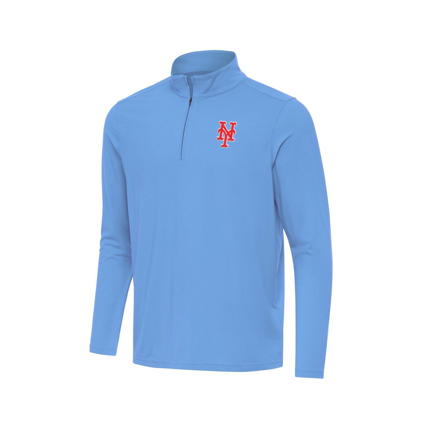 Мужская толстовка Antigua Powder Blue New York Mets Intent Quarter-Zip — фото 2