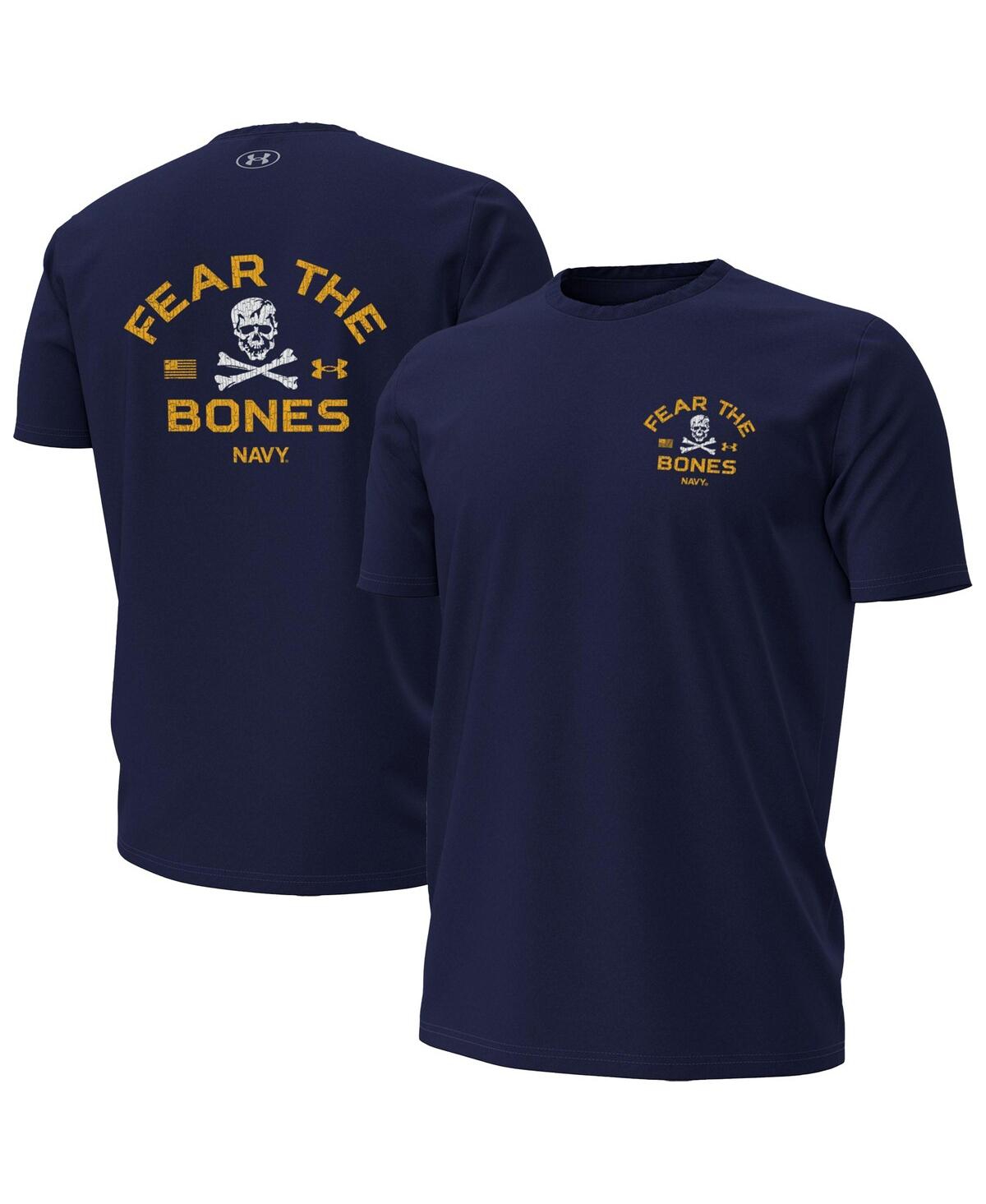 Men's Navy Navy Midshipmen Distressed Jolly Rogers T-Shirt - Navy
