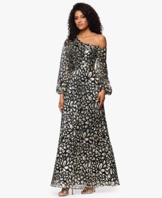 Petites Metallic Printed Long Dress