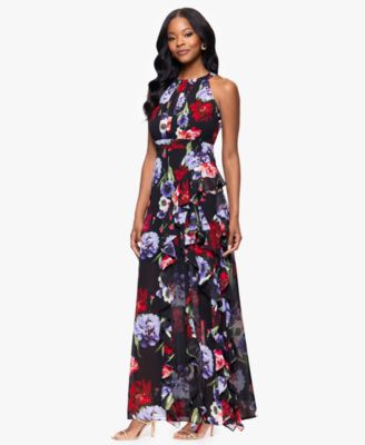 Petites Printed Long Halter Dress