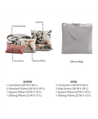 Vintage Bloom Bedding 100% Cotton Sateen 5 Piece Queen Size Reversible Comforter Set