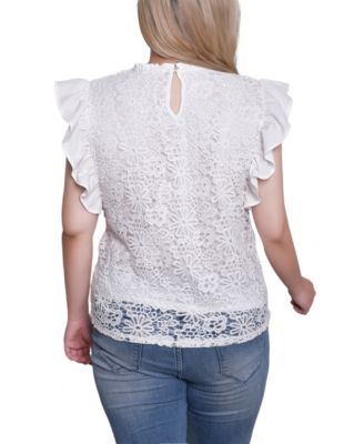 Petite Flutter Sleeve Lace Top
