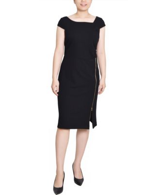 Petite Cap Sleeve Exposed Zipper Dress