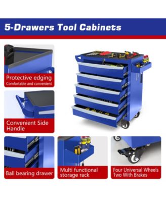 5-Drawer Rolling Metal Tool Chest with Wheels and Lock
