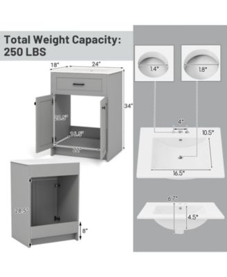 Bathroom Vanity Unit with Basin and Double Doors for Compact Storage