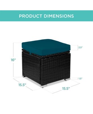 Set of 2 Wicker Ottomans, Multipurpose Furniture w/ Removable Cushions, Steel Frame