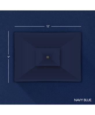 9x12ft 2-Tier Square Outdoor Solar LED Cantilever Umbrella w/ 360-Rotating Base  –